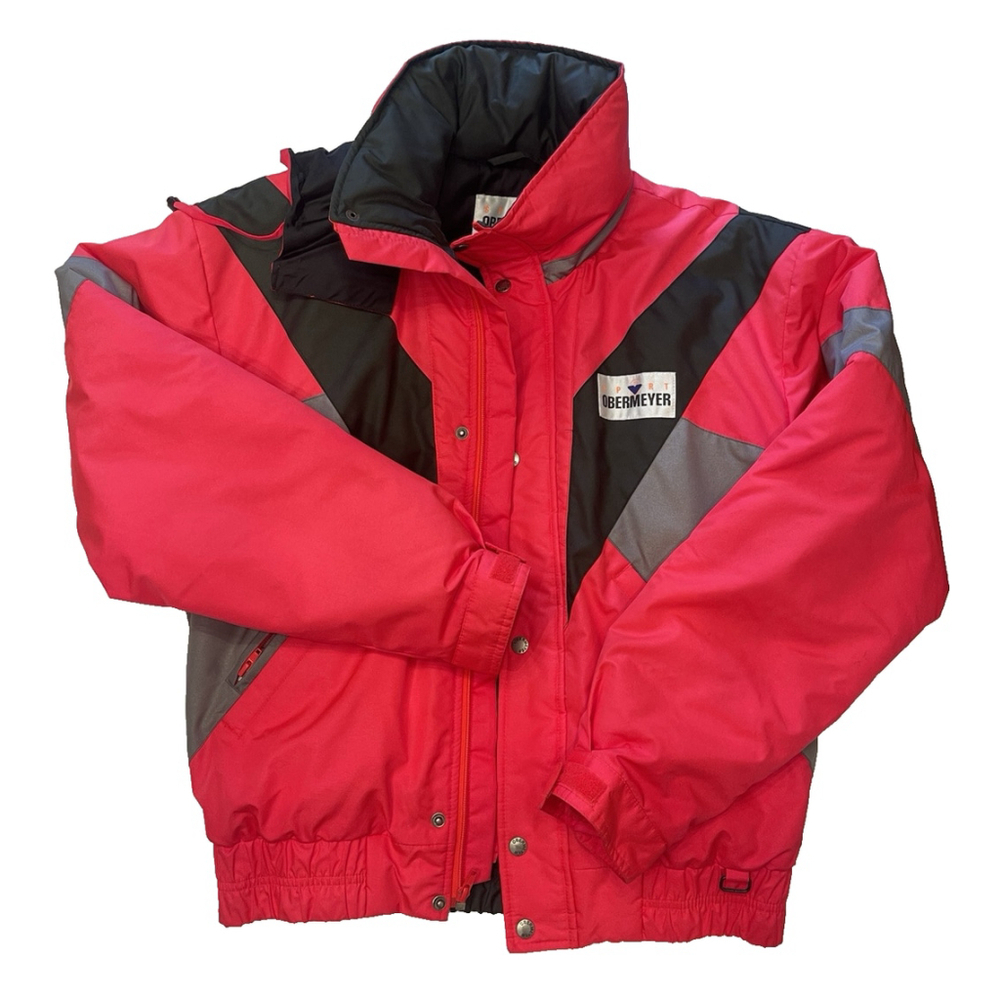 OBERMEYER Sport Ski Jacket Coat Aviator Recco Technology Red Black Gray Mens S